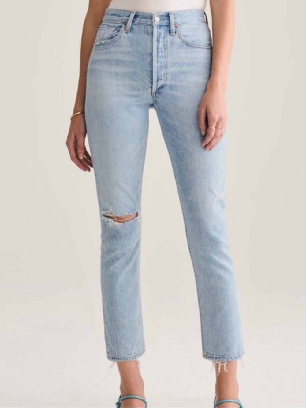 Agolde Riley Straight Crop Jeans size 27 in Shatter $208